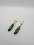Green Earrings in Gold Finish