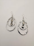 Silver Teardrop Earrings With Silver Beads