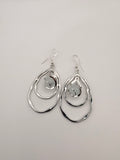 Silver Teardrop With Wrapped Bead Earrings