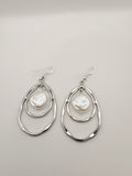 Tear Drop With Pearl Style Pendant Earrings