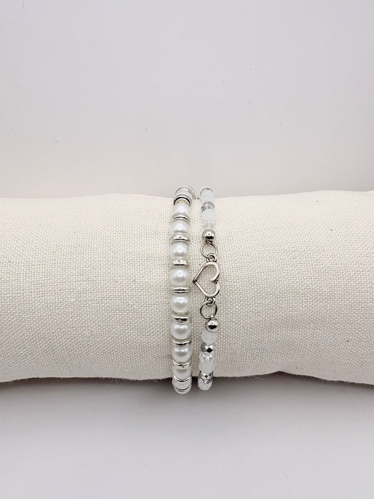 Silver and pearl combo bracelet